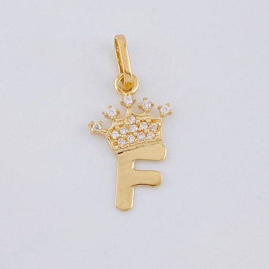 Dije Corona Letra F 0.65 g / 3/4 in Oro Amarillo 18K