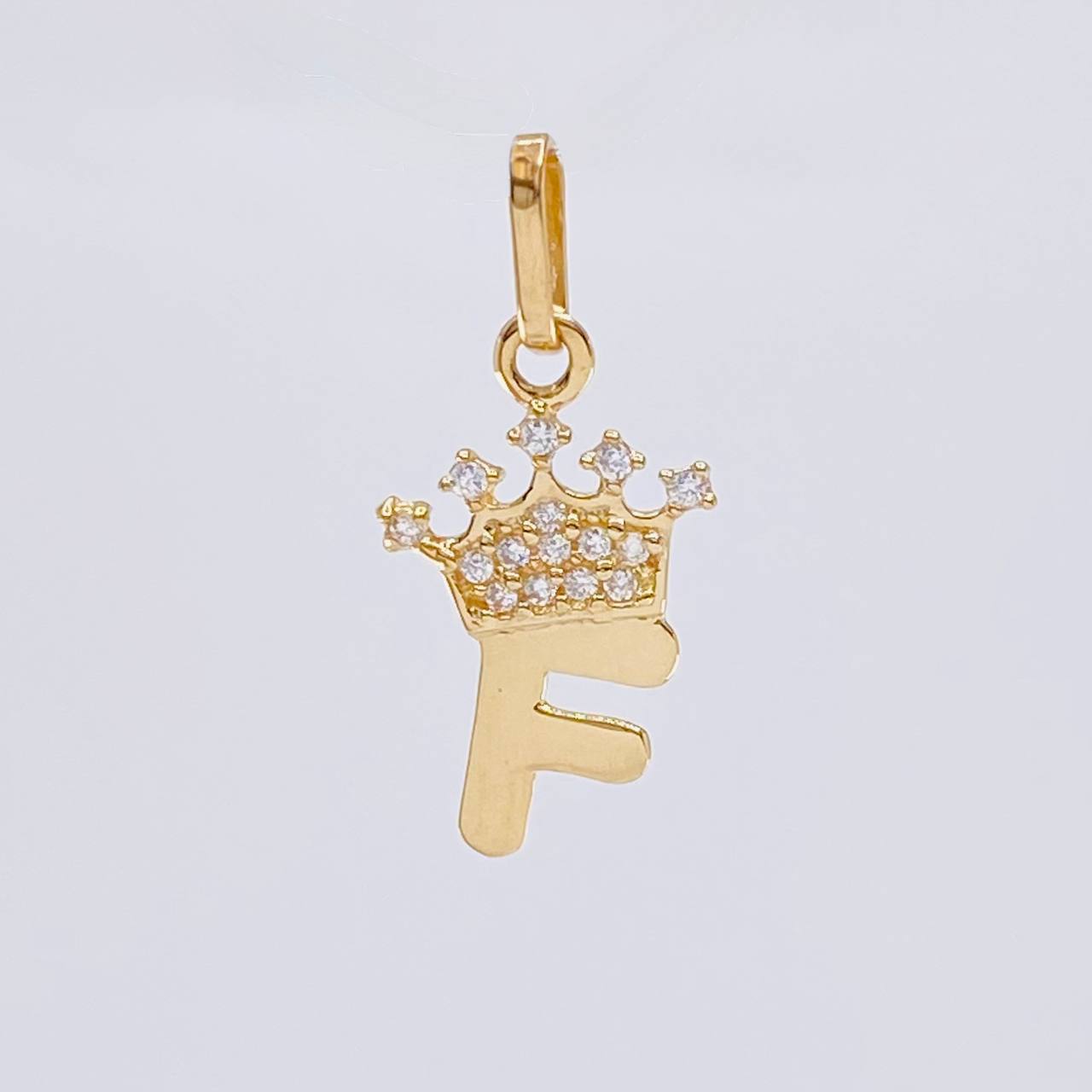 Pendant Letter F Crown 0.85g / 3/4 in Yellow Gold 18K