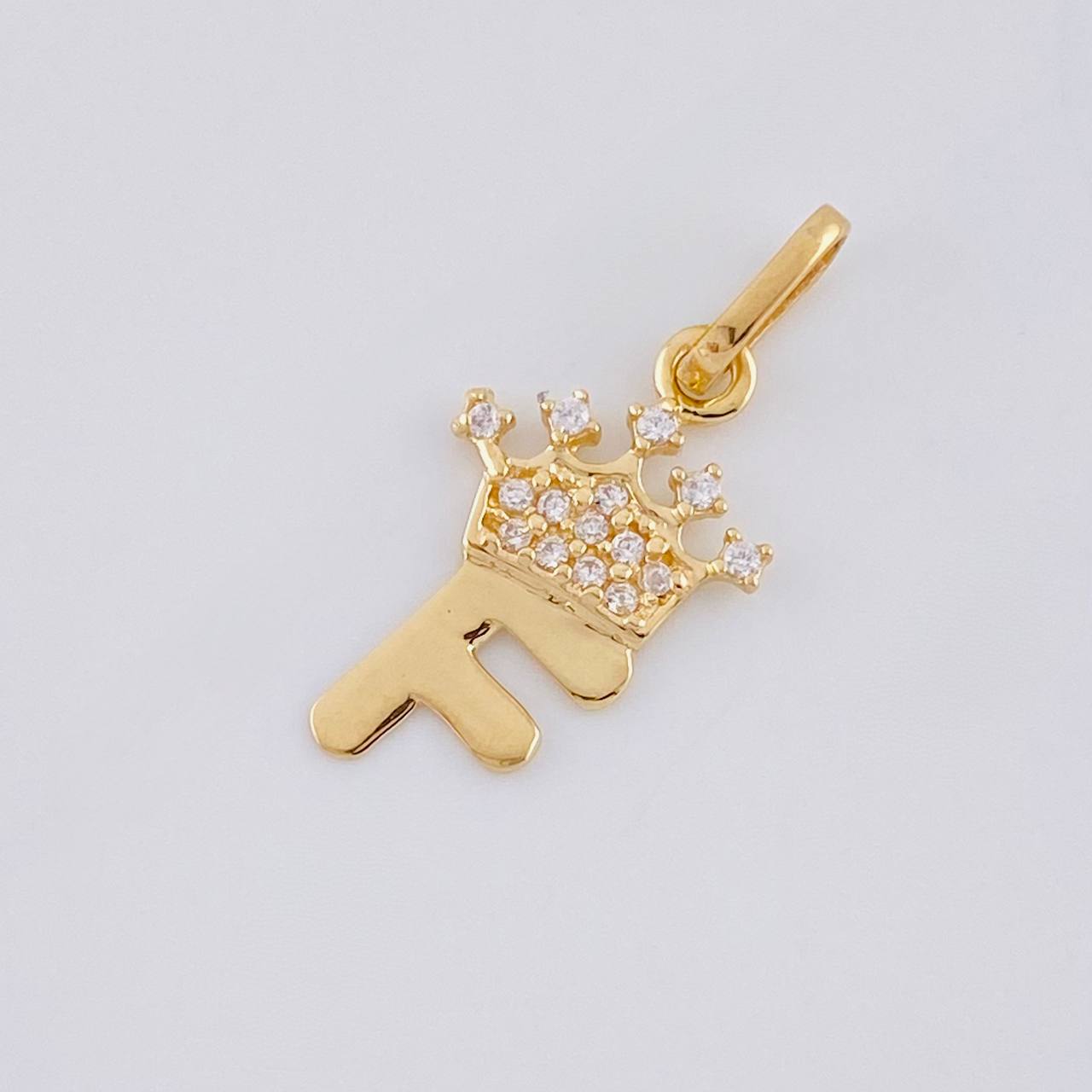 Pendant Letter F Crown 0.85g / 3/4 in Yellow Gold 18K