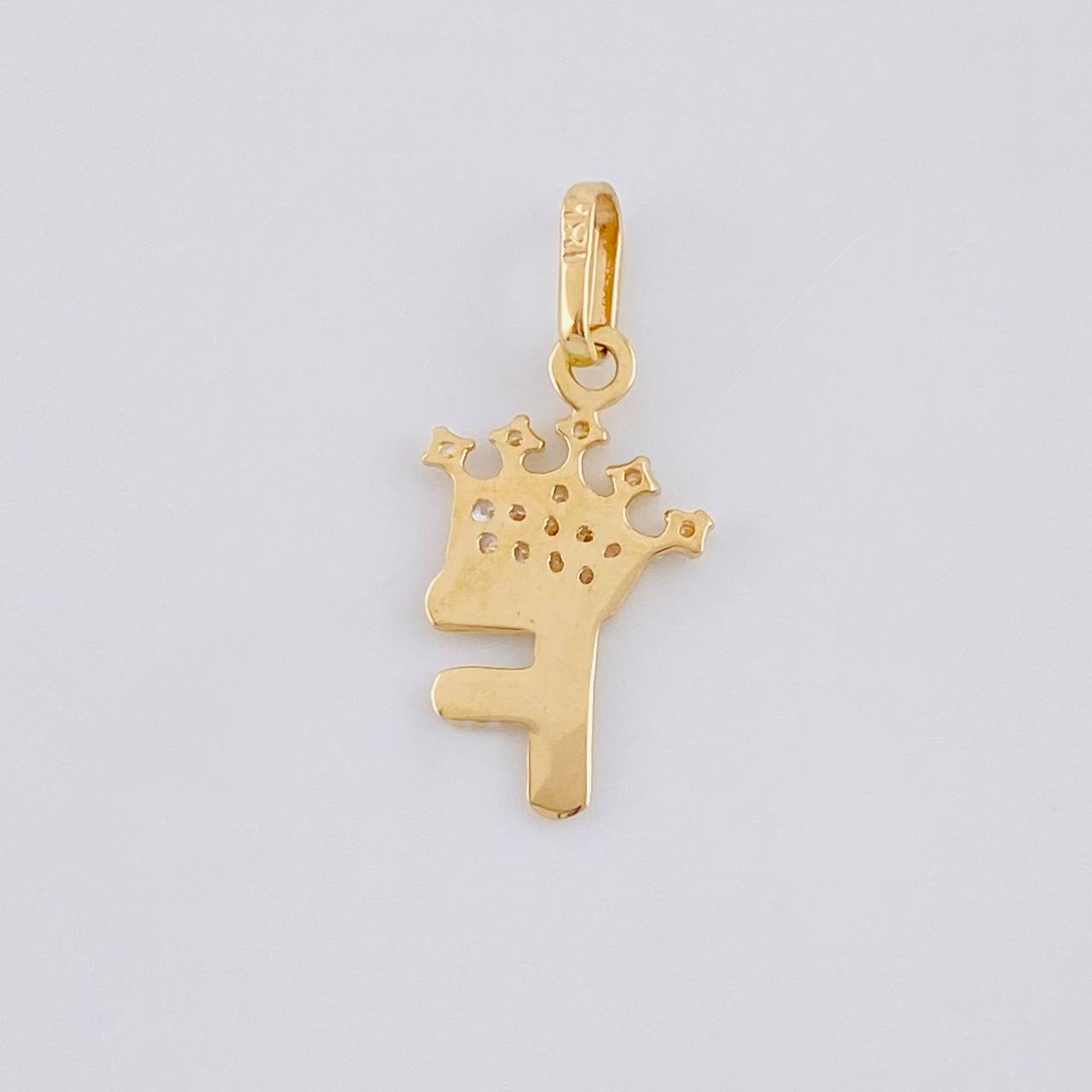 Pendant Letter F Crown 0.85g / 3/4 in Yellow Gold 18K