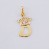 Pendant Letter D Crown 0.7g / 3/4 in Yellow Gold 18K