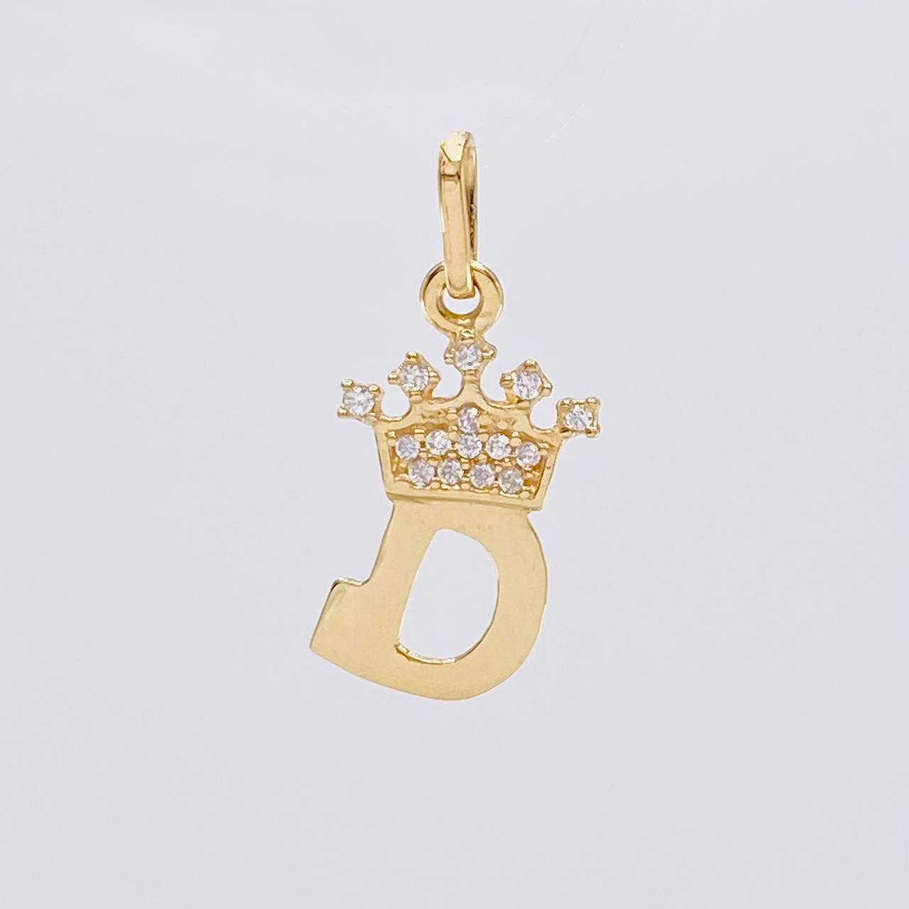 Pendant Letter D Crown 0.7g / 3/4 in Yellow Gold 18K