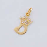 Pendant Letter D Crown 0.7g / 3/4 in Yellow Gold 18K