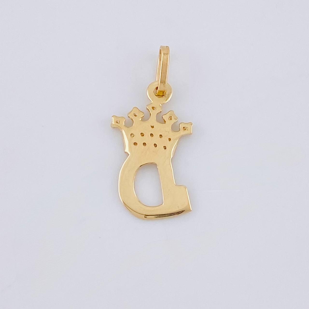 Pendant Letter D Crown 0.7g / 3/4 in Yellow Gold 18K