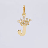Pendant Crown Letter J 0.7 g / 3/4 in Yellow Gold 18K