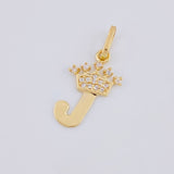 Pendant Crown Letter J 0.7 g / 3/4 in Yellow Gold 18K