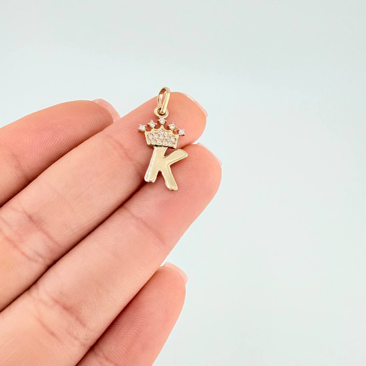 Pendant Crown Letter K 0.85 g / 3/4 in Yellow Gold 18K