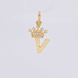 Pendant Crown Letter V 0.65 g / 3/4 in Yellow Gold 18K