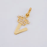 Pendant Crown Letter V 0.65 g / 3/4 in Yellow Gold 18K