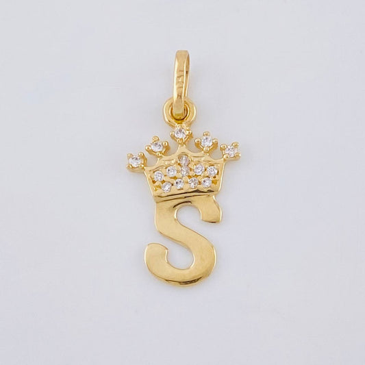 Dije Corona Letra S 0.75 g / 3/4 in Oro Amarillo 18K