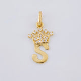 Pendant Crown Letter S 0.8 g / 3/4 in Yellow Gold 18K
