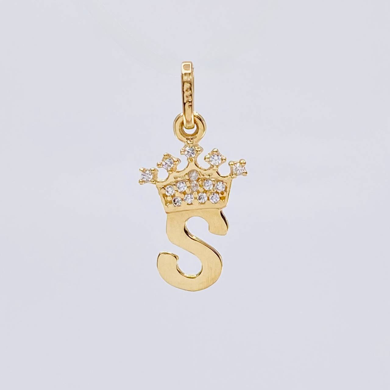 Pendant Crown Letter S 0.8 g / 3/4 in Yellow Gold 18K