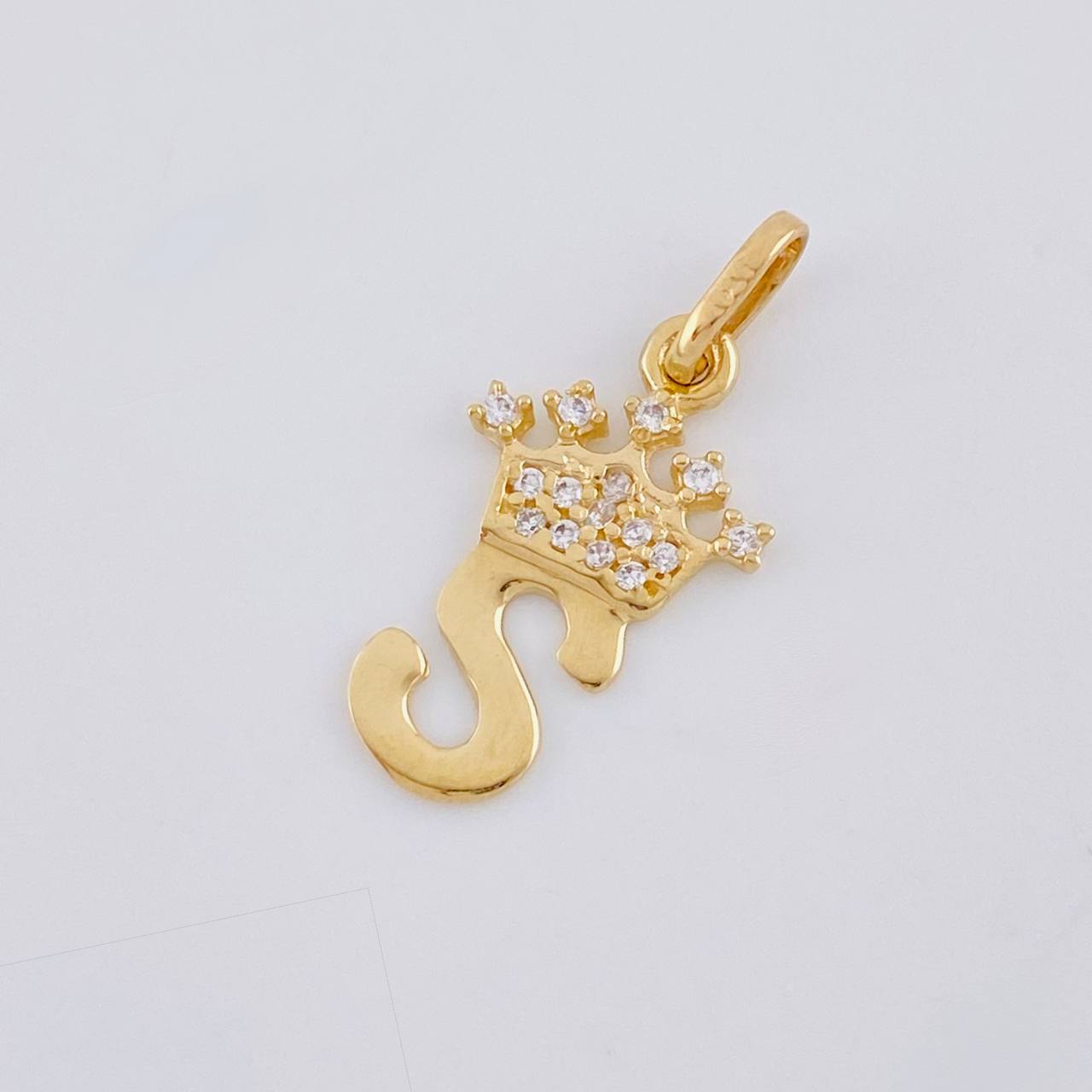 Pendant Crown Letter S 0.8 g / 3/4 in Yellow Gold 18K