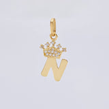 Pendant Crown Letter N 0.7 g / 3/4 in Yellow Gold 18K