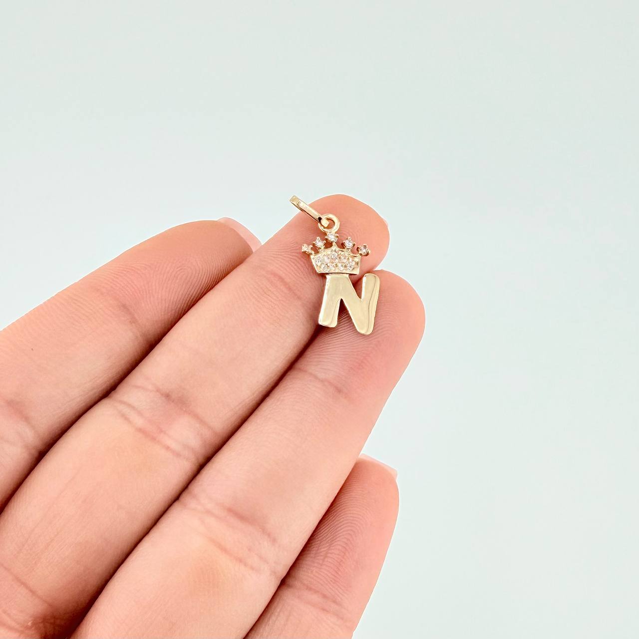 Pendant Crown Letter N 0.7 g / 3/4 in Yellow Gold 18K