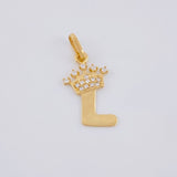 Pendant Letter L Crown 0.8g / 3/4 in Yellow Gold 18K