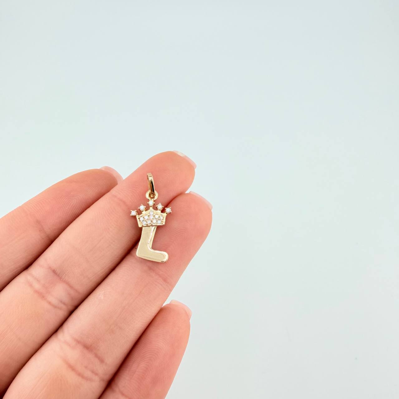 Pendant Letter L Crown 0.8g / 3/4 in Yellow Gold 18K