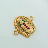 Charm Virgen Guadalupe 1.2gr / 1.5cm / Fuchsia Green White Zircons 18K Yellow Gold &