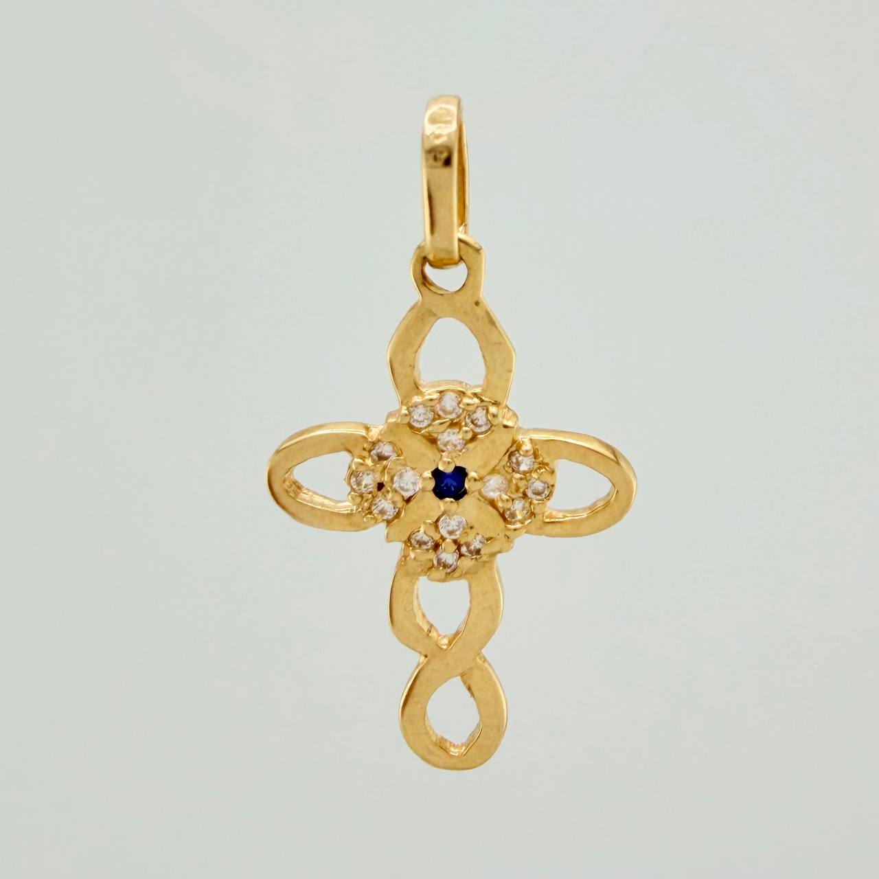 Pendant Cross Flower 1.25gr / 1 in / 18K Yellow Gold &