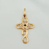 Pendant Cross Flower 1.25gr / 1 in / 18K Yellow Gold &