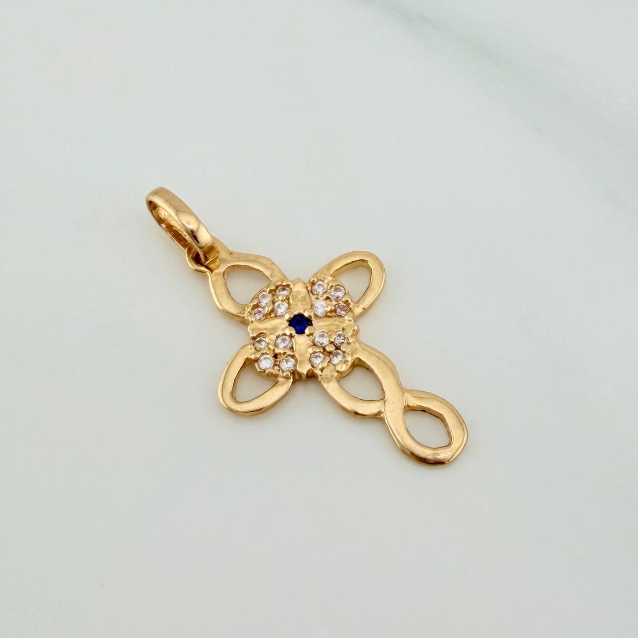 Pendant Cross Flower 1.25gr / 1 in / 18K Yellow Gold &
