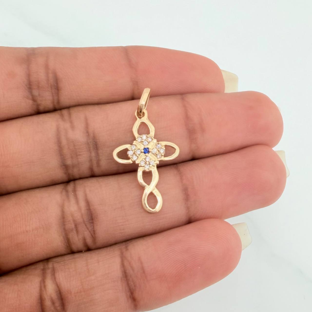 Pendant Cross Flower 1.25gr / 1 in / 18K Yellow Gold &