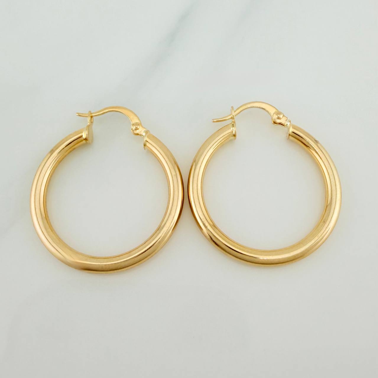 Hoop Earrings Jass 2.7gr / 1 1/4 in / Yellow Gold 18K &