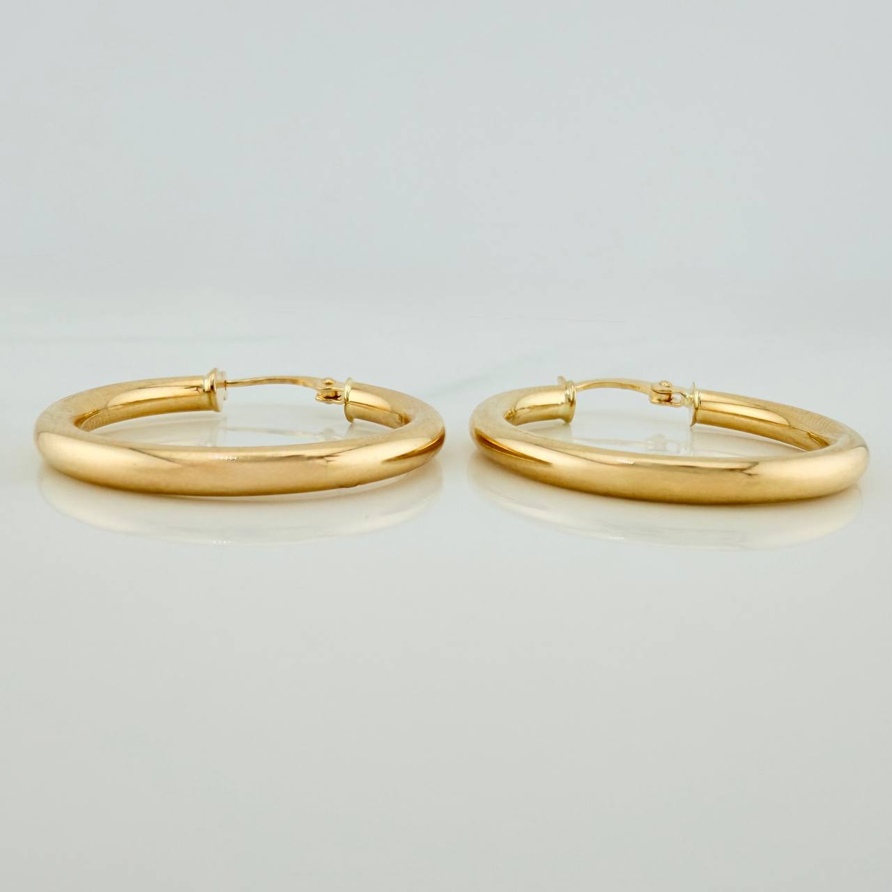 Hoop Earrings Jass 2.7gr / 1 1/4 in / Yellow Gold 18K &