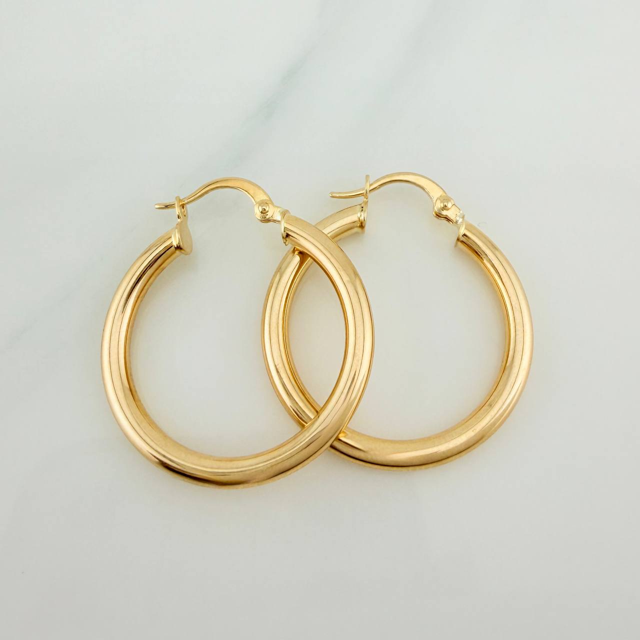 Hoop Earrings Jass 2.7gr / 1 1/4 in / Yellow Gold 18K &