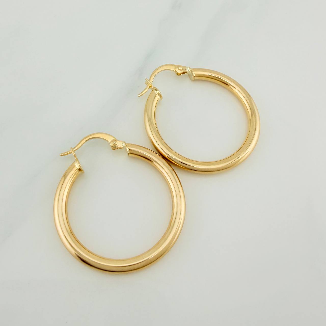 Hoop Earrings Jass 2.7gr / 1 1/4 in / Yellow Gold 18K &
