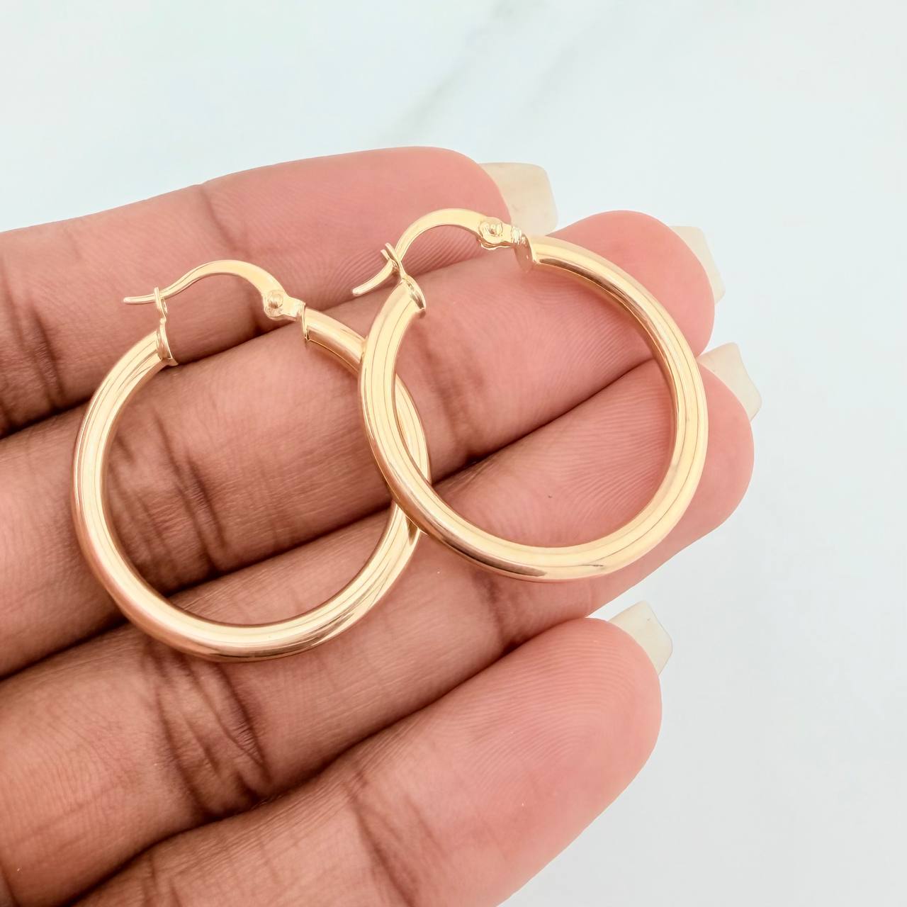 Hoop Earrings Jass 2.7gr / 1 1/4 in / Yellow Gold 18K &
