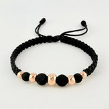 Pulsera Negra Penta Neo 5und / 4mm-6mm Oro Rosa 18K  (A.C)