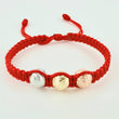 Pulsera Roja Trío Bolas 3und / 8mm Tres Oros 18K (A.C)