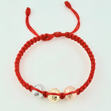 Pulsera Roja Trío Bolas 3und / 8mm Tres Oros 18K (A.C)
