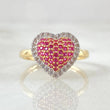 Heart Cluster Ring 2.5gr / Size 6 1/2 / Two-tone Yellow White 18K ©