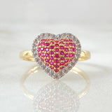 Heart Cluster Ring 2.5gr / Size 6 1/2 / Two-tone Yellow White 18K ©