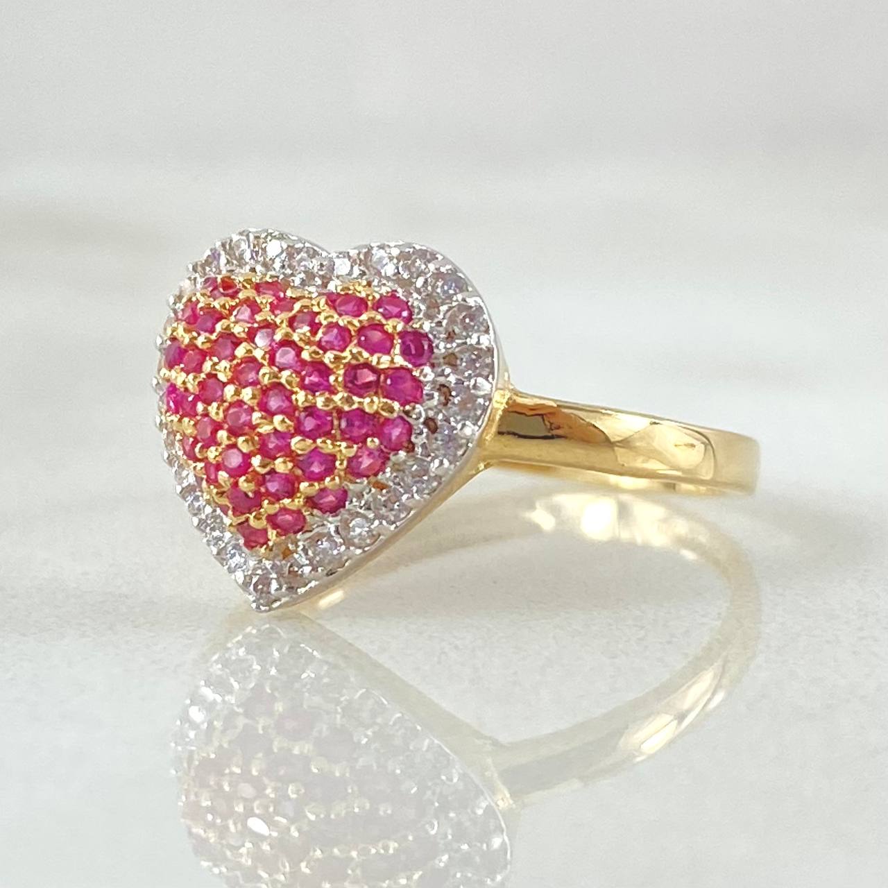 Heart Cluster Ring 2.5gr / Size 6 1/2 / Two-tone Yellow White 18K ©