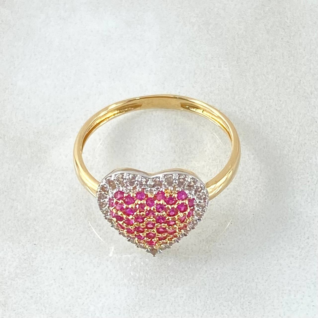 Heart Cluster Ring 2.5gr / Size 6 1/2 / Two-tone Yellow White 18K ©