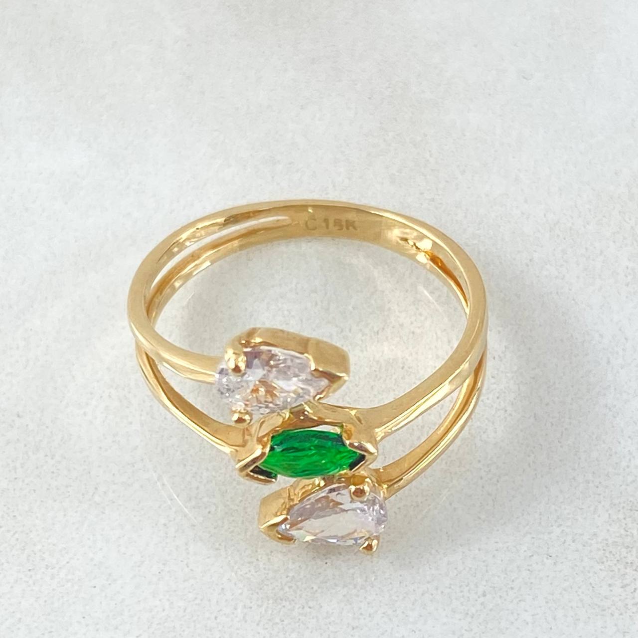 Anillo Trio Gotas 2.65gr / T7 1/2 / Oro Amarillo 18K