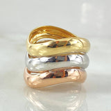Trio Bulky Tracks Ring 7.05gr / Size 7 1/2 / Three 18K Golds ©