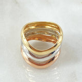 Trio Bulky Tracks Ring 7.05gr / Size 7 1/2 / Three 18K Golds ©