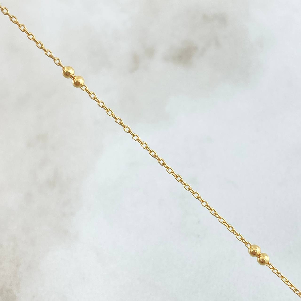 Anklet Classic Link 1.5gr / 9.1-9.6in / 1mm Beads Polished 2mm 18K Gold +4$