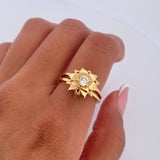 Anillo Solitario Girasol 4.6gr / T5 1/4 / Diamante 27pts Oro Amarillo (Joya) $