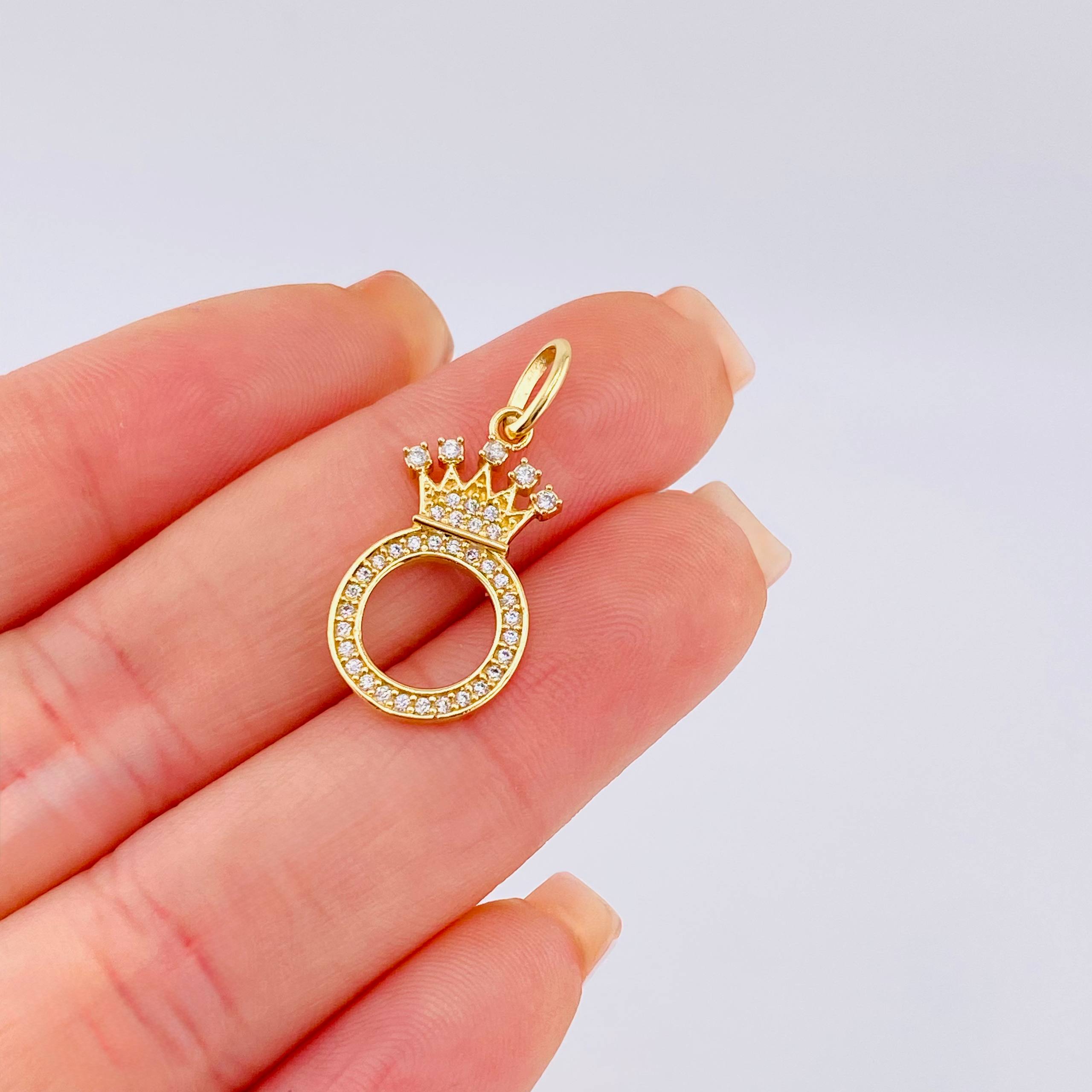 Pendant Crown Letter O 1.65g / 1 in Yellow Gold 18K