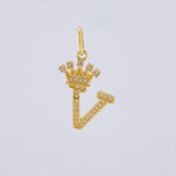 Dije Corona Letra V 1.7gr / 1 in / Oro Amarillo 18K