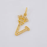 Dije Corona Letra V 1.7gr / 1 in / Oro Amarillo 18K