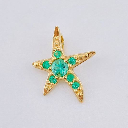 Dije Estrella De Mar Esmeraldas 20pts 0.8gr / 1/2 in / Oro Amarillo 18K ©