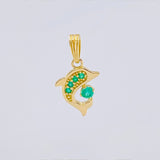 Dije Delfin Esmeraldas 15pts 1.3gr / 3/4 in / Oro Amarillo 18K ©