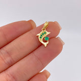 Dije Delfin Esmeraldas 15pts 1.3gr / 3/4 in / Oro Amarillo 18K ©
