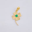 Lucky Flower Pendant Emeralds 12pts 1.3gr / 1 in / 18K Yellow Gold ©